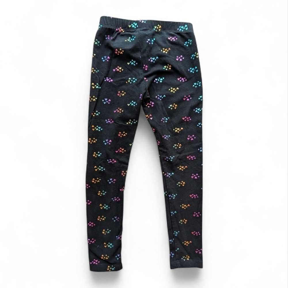 Cat & Jack Black Leggings with Multi-Color Paw Prints Cotton Size S 6/7